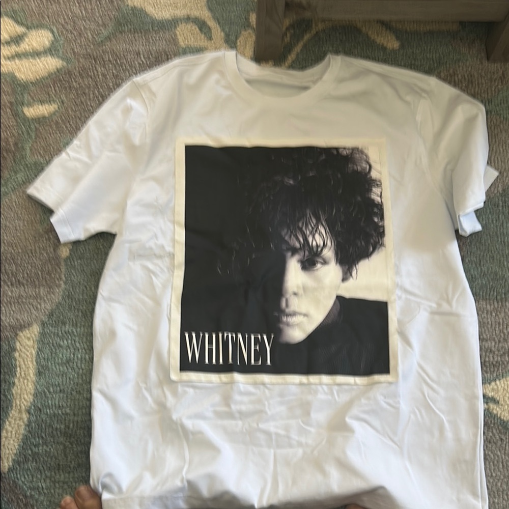 White and Black Short Sleeve Cotton Tees Whitney Houston
